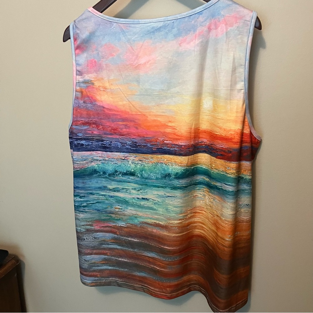NWT plus size 2X Colorful Sleeveless Tank top V neck stretchy cool beachy style - Picture 3 of 7